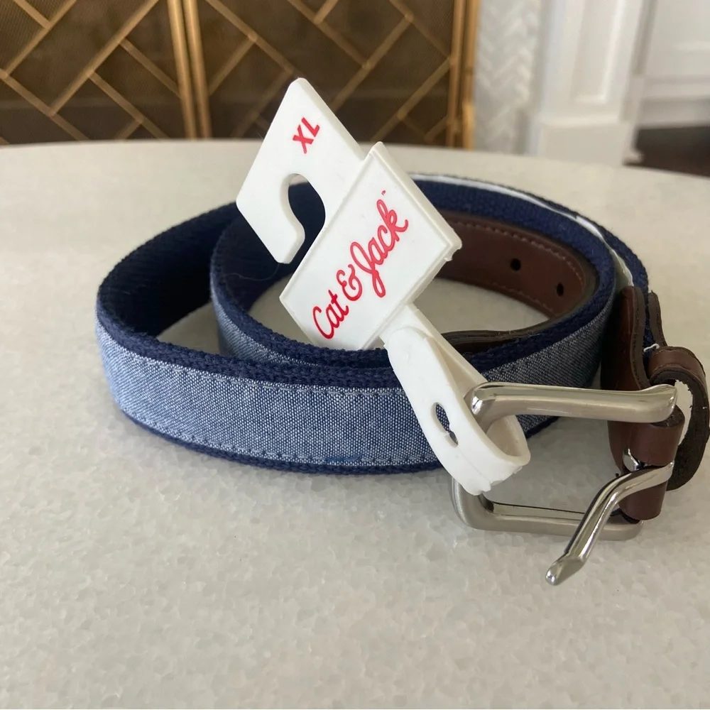 Cat & Jack Boys Chambray Navy Blue Belt XL NWT